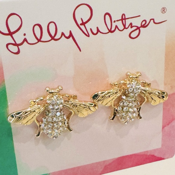 Lilly Pulitzer Jewelry - Lilly Pulitzer Gold and Pave Bee Earrings NEW